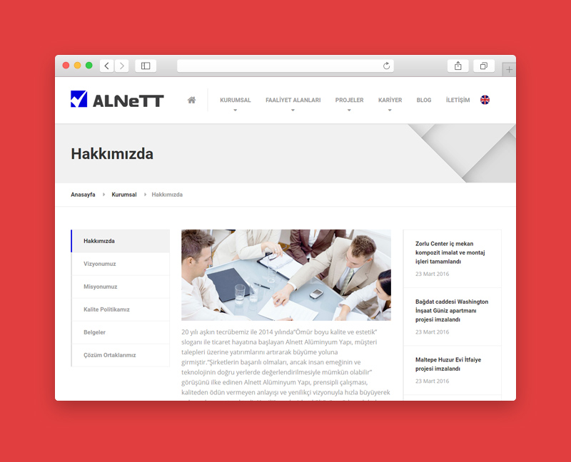 Alnett kurumsal web site tasarımı